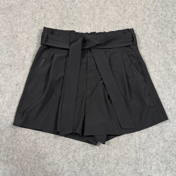 Athleta Pants - Athleta Black Skyline High Rise Tie Waist Paperbag Shorts II Women's Size 2
